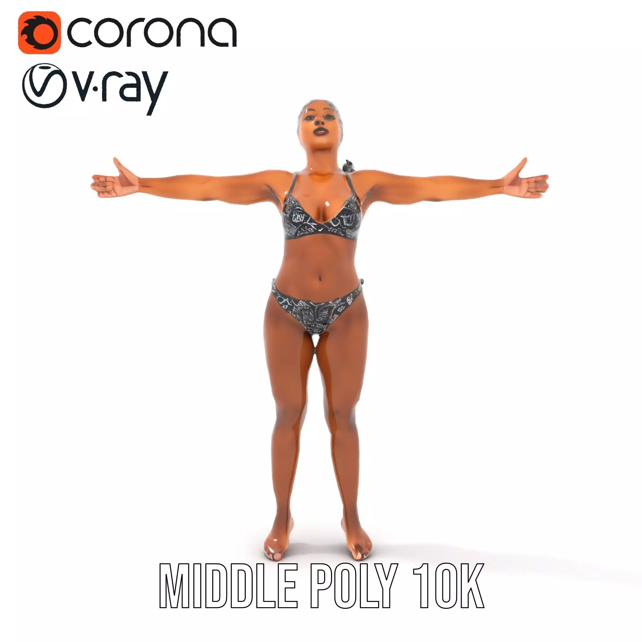 Patterned Swimwear Female model pack Low-poly 3D model_12