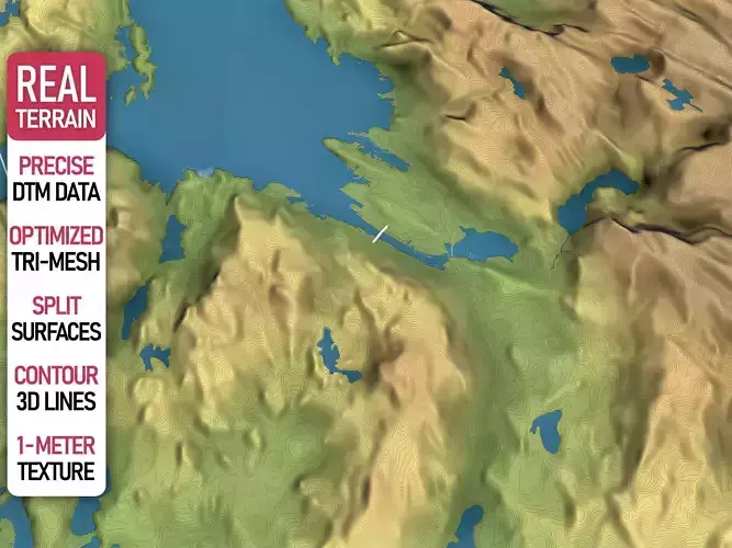 Bergen - Topography Terrain Low-poly 3D model