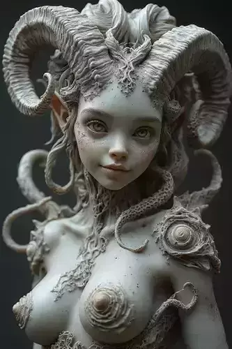 Fantastical Being with Intricate Details Serene Posture Ears