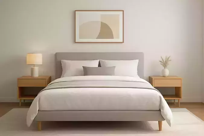 Modern Double Bed with Side Tables 