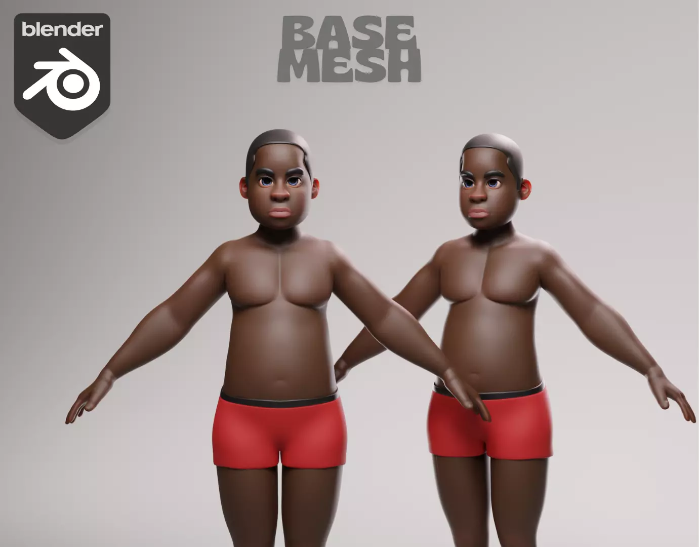 stylized little boy base mesh Low-poly 3D model Low-poly 3D model_0