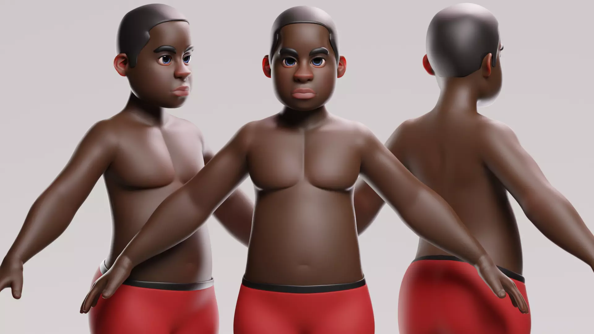 stylized little boy base mesh Low-poly 3D model Low-poly 3D model_8