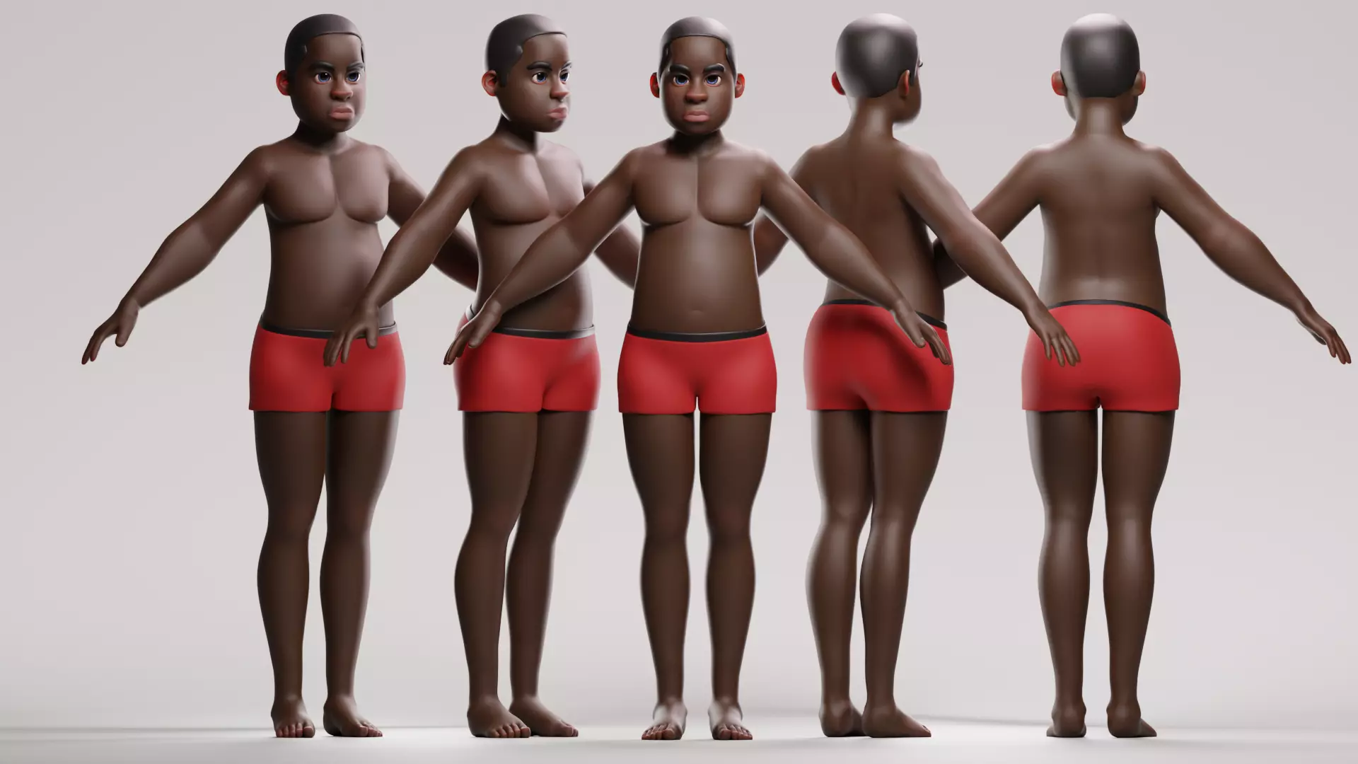 stylized little boy base mesh Low-poly 3D model Low-poly 3D model_10