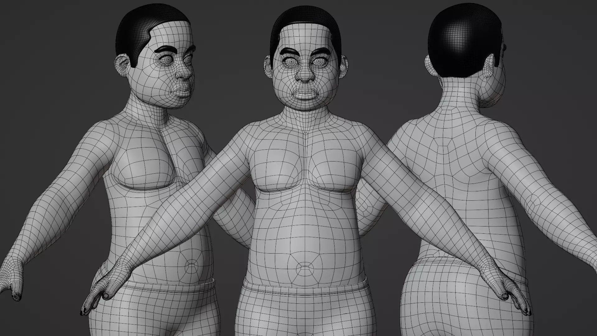 stylized little boy base mesh Low-poly 3D model Low-poly 3D model_9