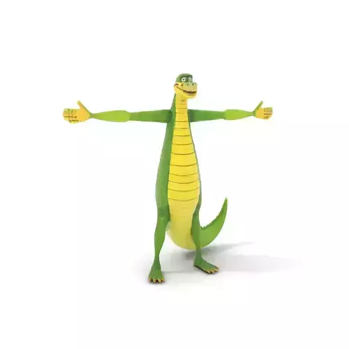 Green Cartoon Crocodile model pack Low-poly 3D model