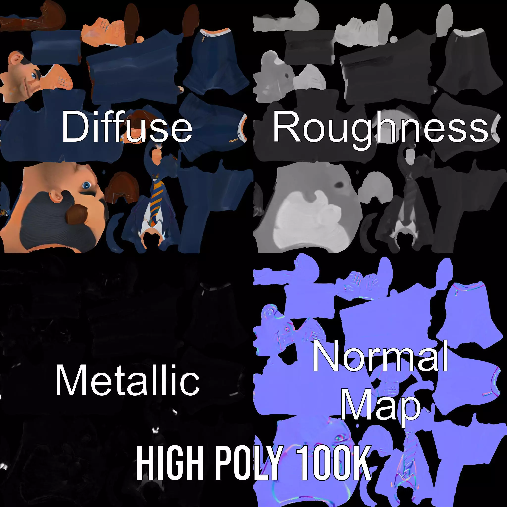 Businessman Character model pack Low-poly 3D model_3