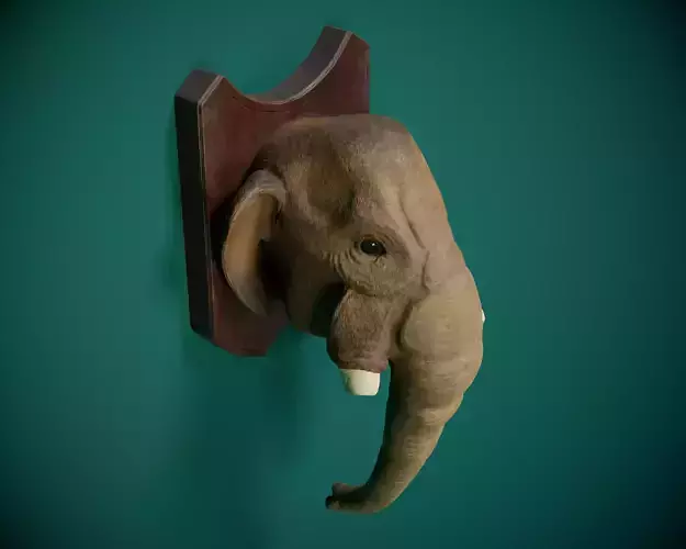 Mammoth Elephant Head Trophy PBR Low-poly 3D model