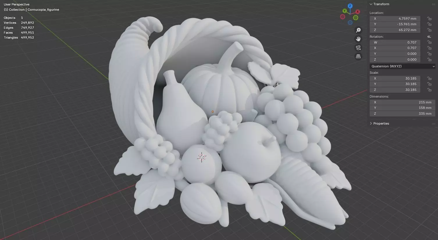 Thanksgiving Cornucopia 3D model for 3D print figurine harvest  3D print model_18