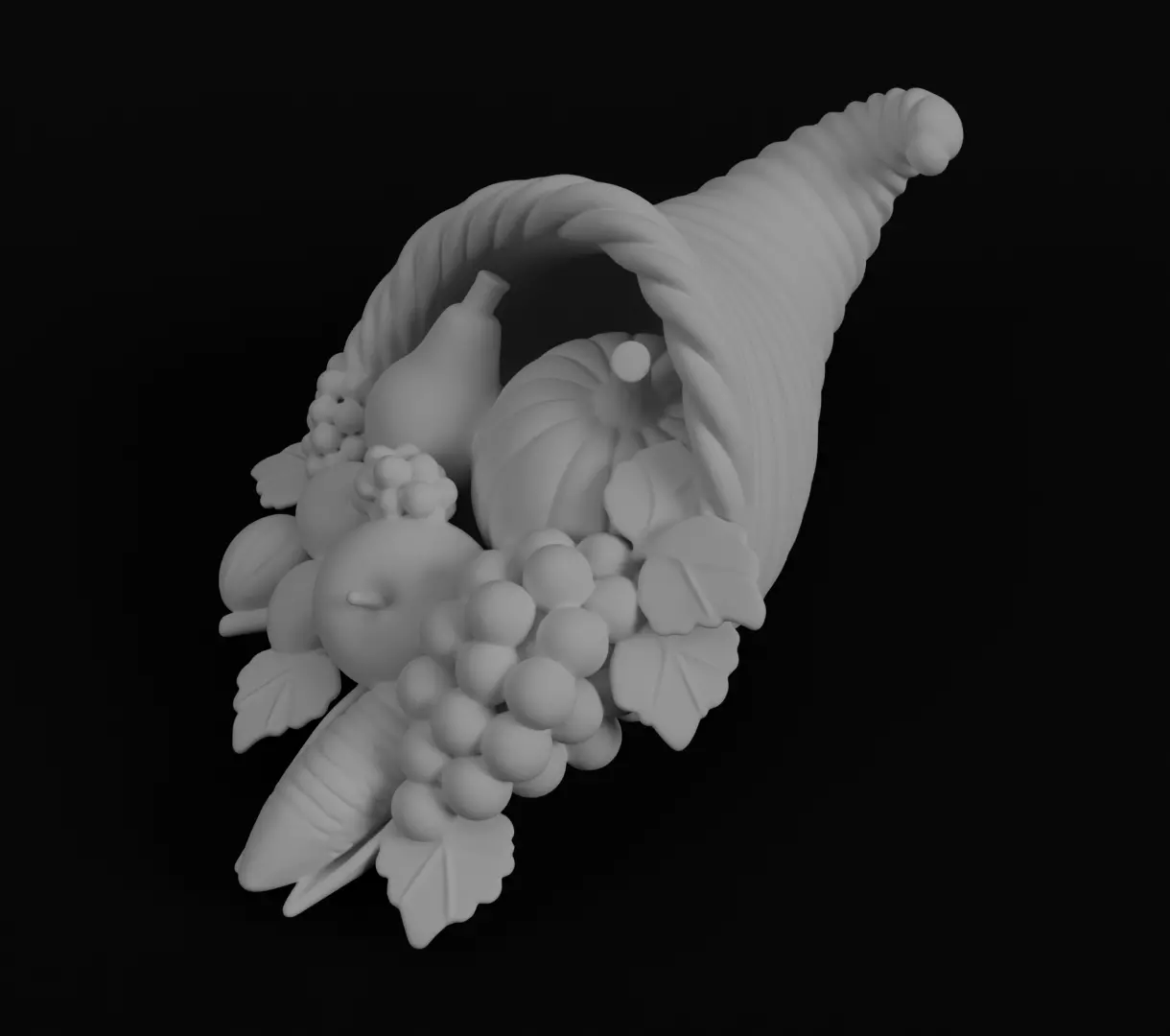 Thanksgiving Cornucopia 3D model for 3D print figurine harvest  3D print model_9