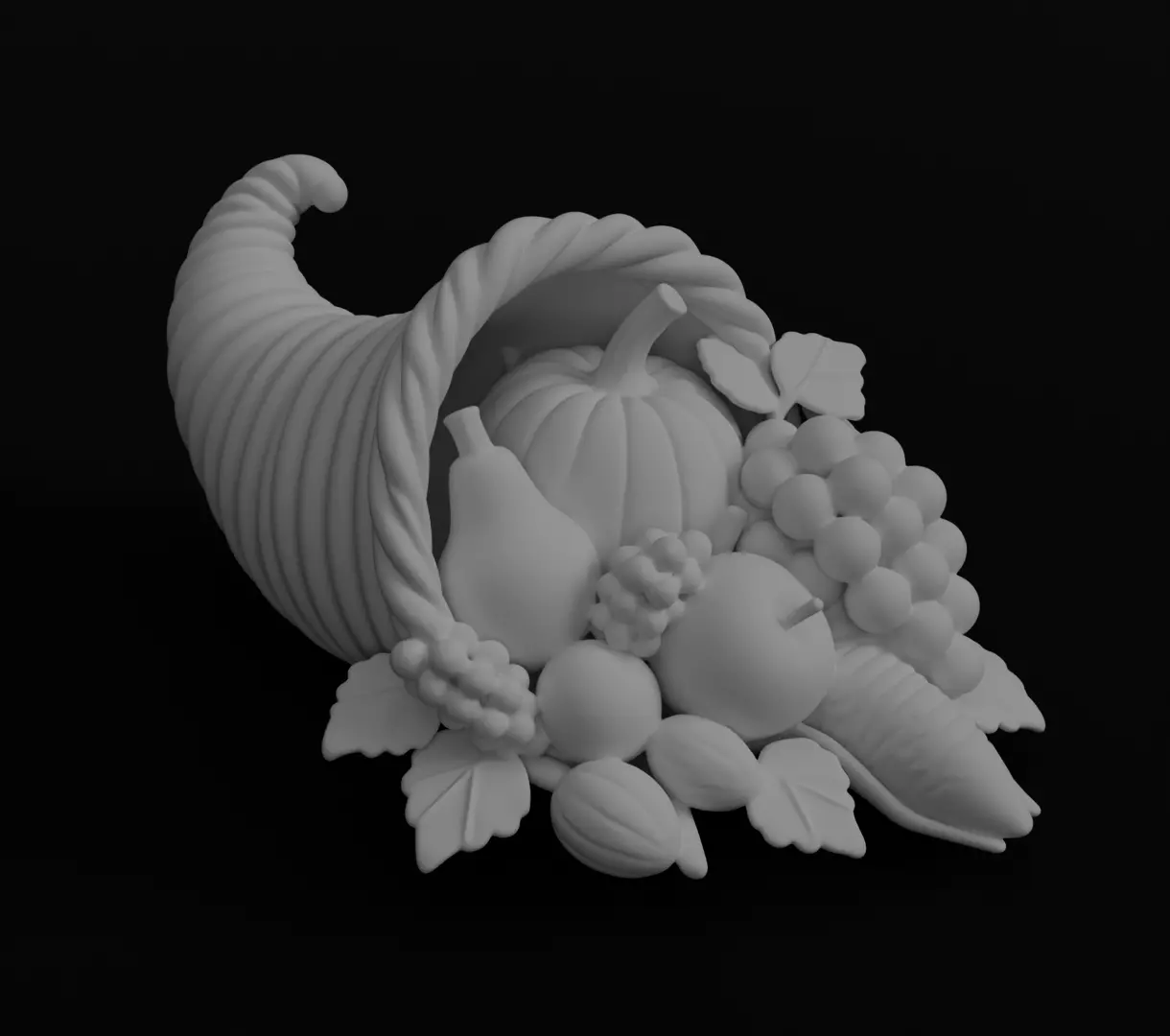 Thanksgiving Cornucopia 3D model for 3D print figurine harvest  3D print model_0