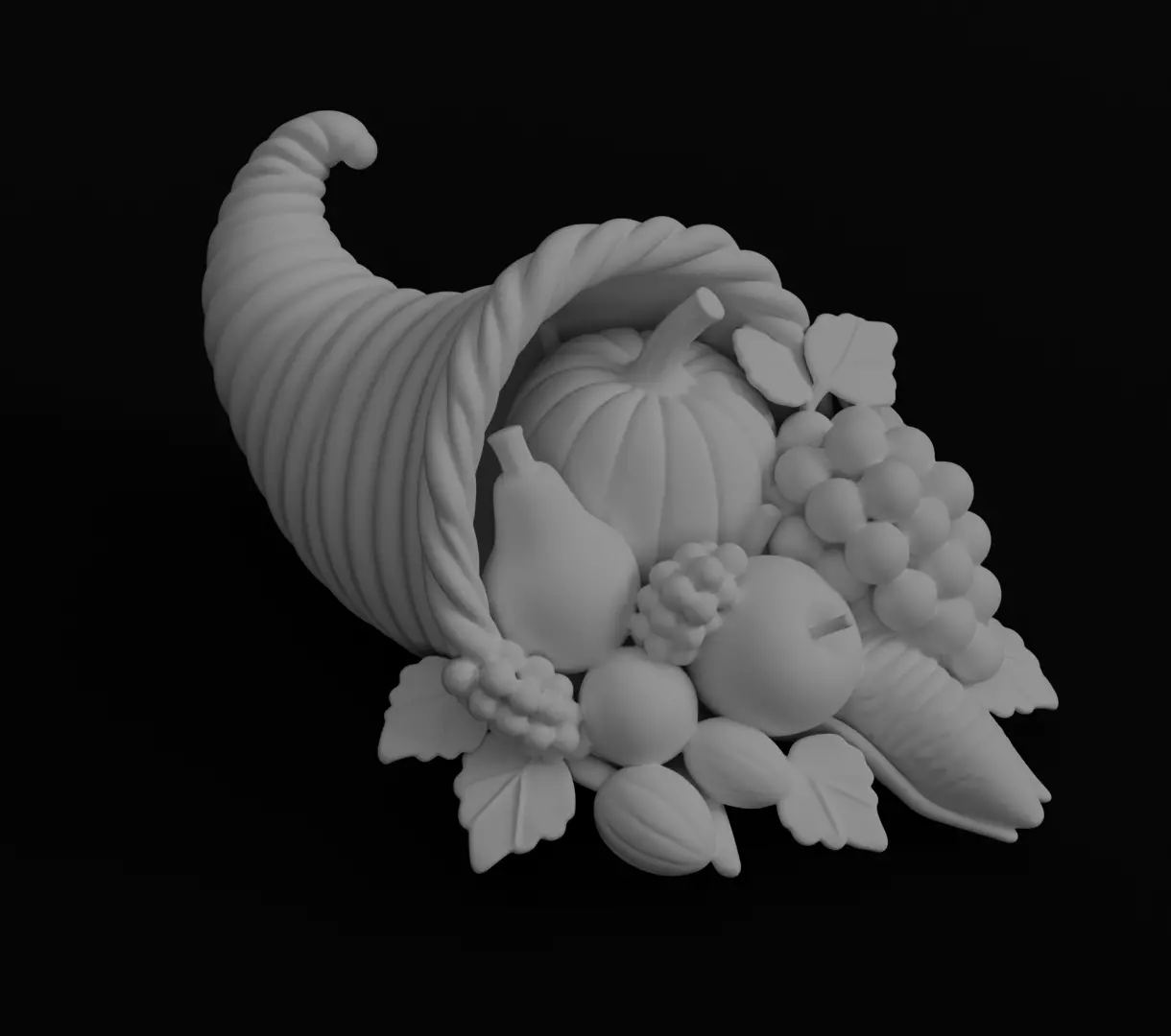 Thanksgiving Cornucopia 3D model for 3D print figurine harvest  3D print model_8