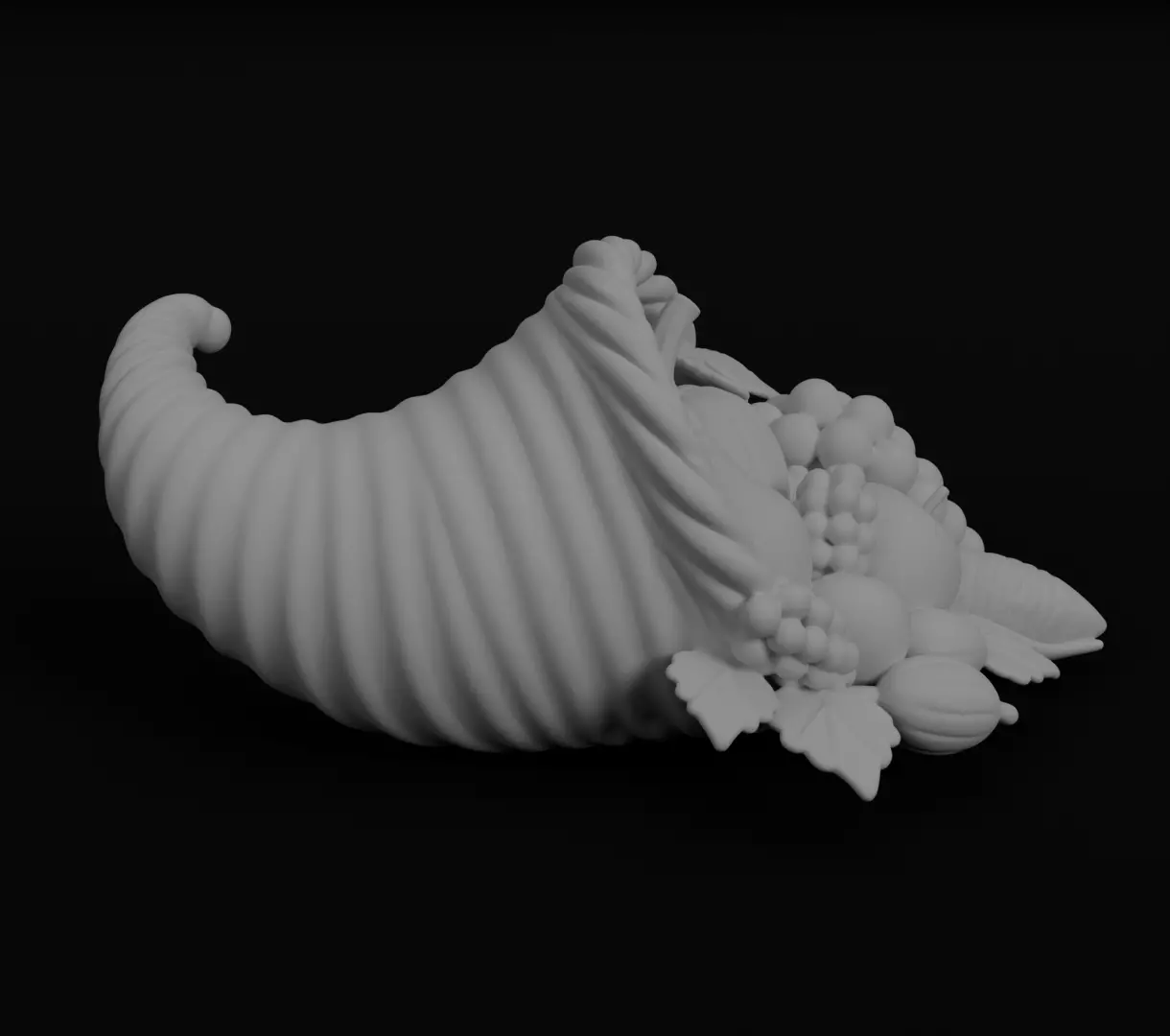 Thanksgiving Cornucopia 3D model for 3D print figurine harvest  3D print model_4