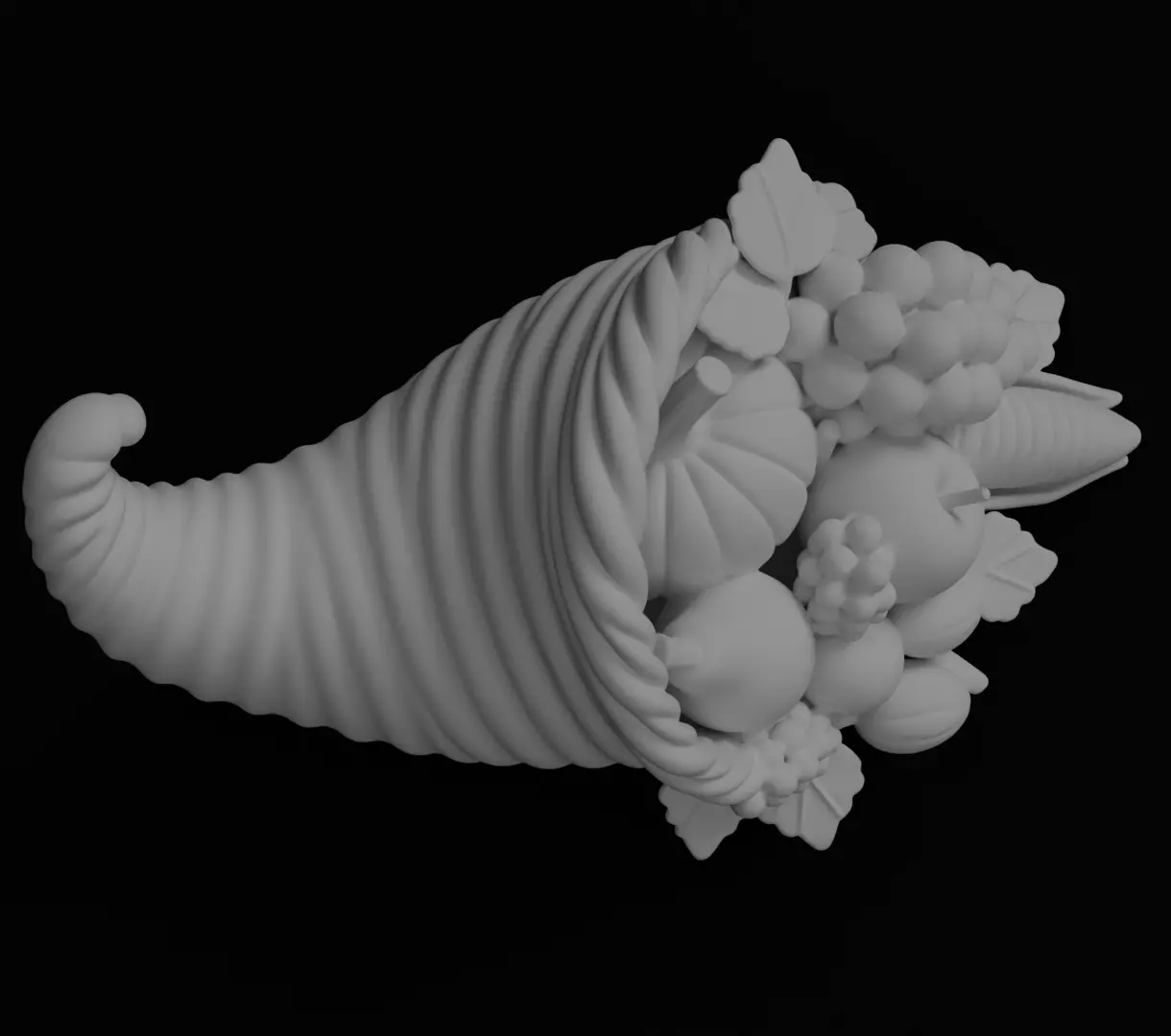 Thanksgiving Cornucopia 3D model for 3D print figurine harvest  3D print model_3