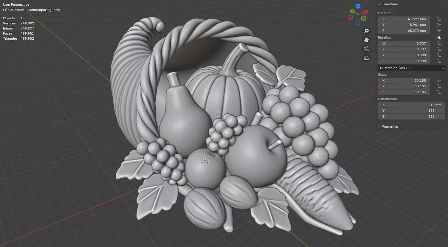 Thanksgiving Cornucopia 3D model for 3D print figurine harvest  3D print model_17
