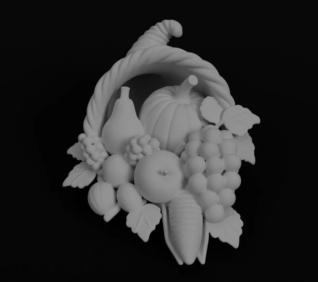Thanksgiving Cornucopia 3D model for 3D print figurine harvest  3D print model_2
