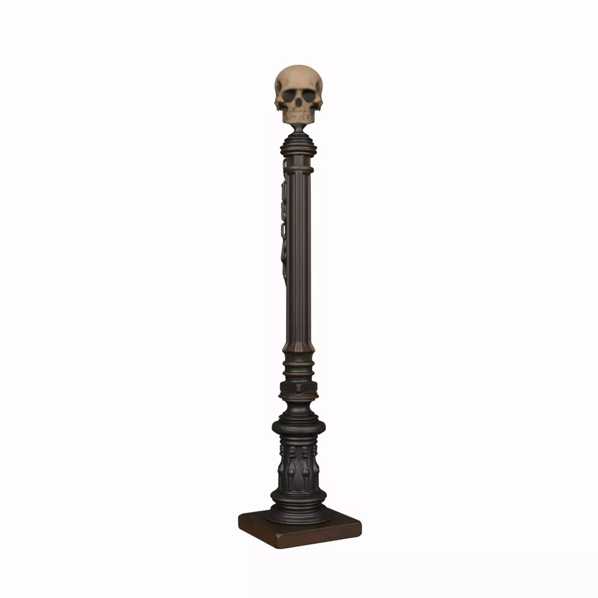 3D Detailed Gothic Wrought Iron Lantern with Skull 3D model