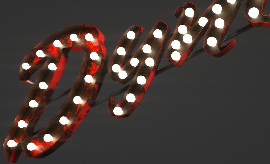Rusty Dynos Light Sign Low-poly 3D model_1