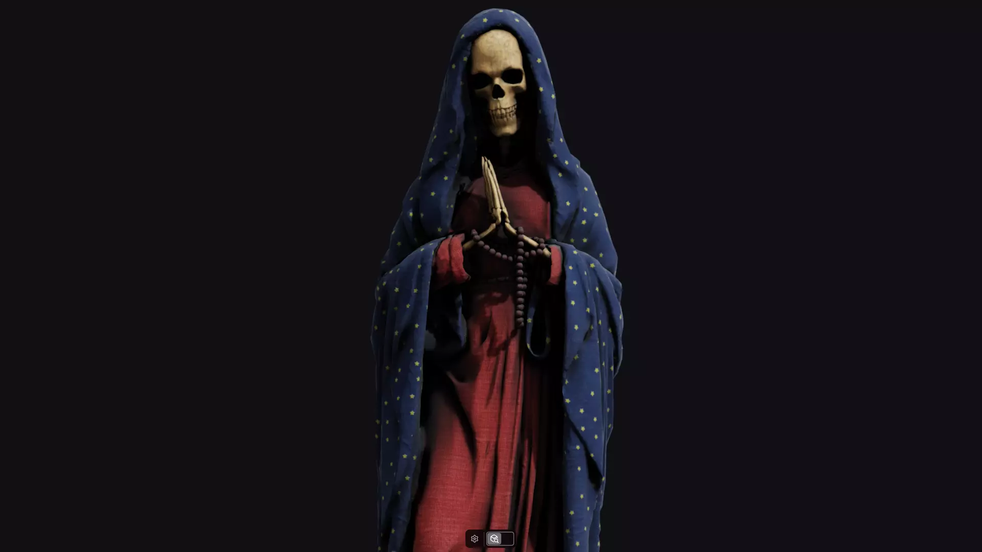 Santa Muerte Low-poly 3D model_10