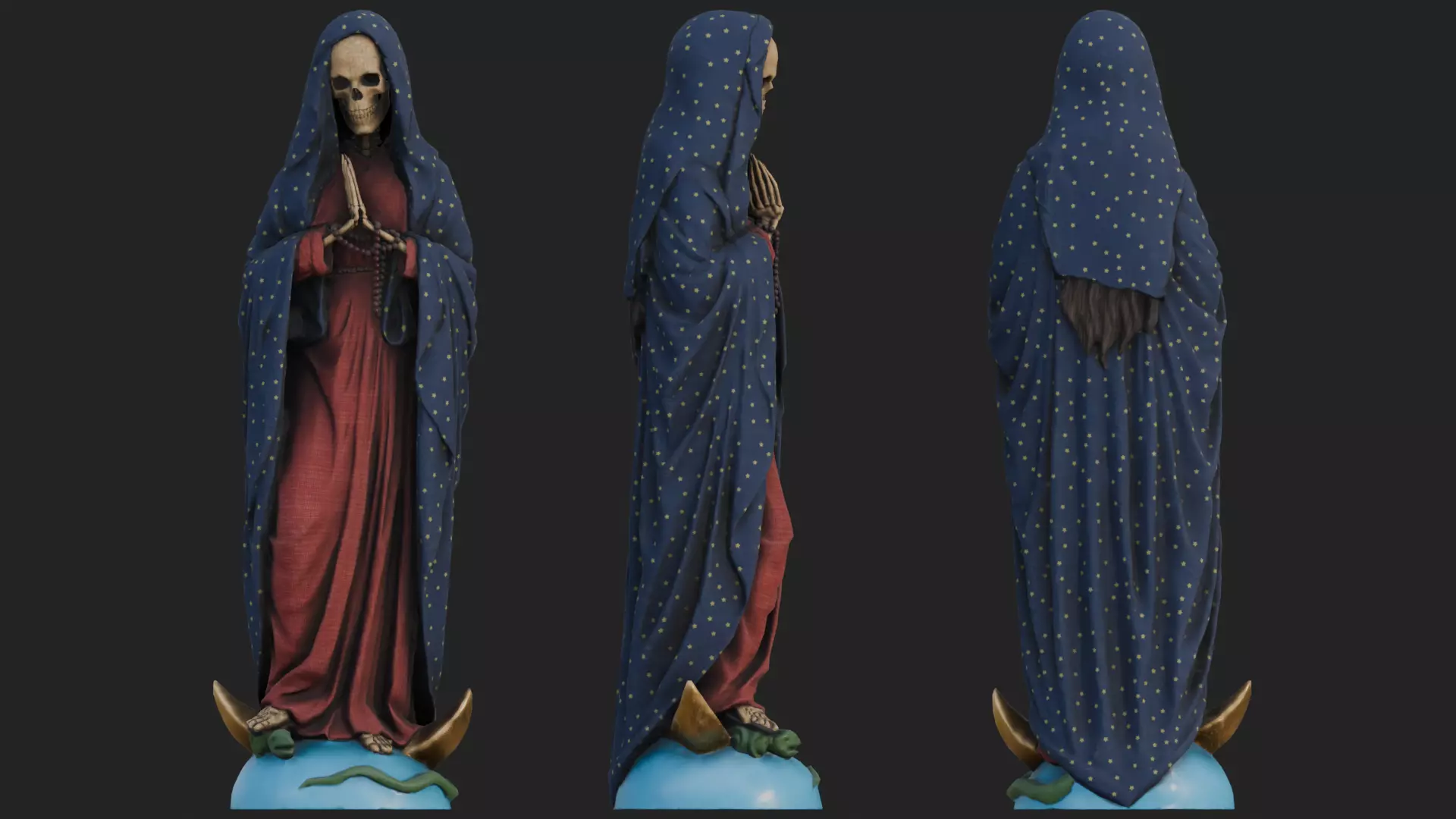 Santa Muerte Low-poly 3D model_3