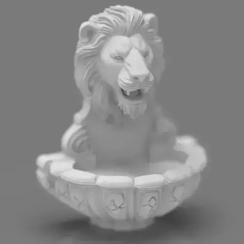 Lions Fountain Majesty Detailed Lion Head Wall Fountain STL  3D print model