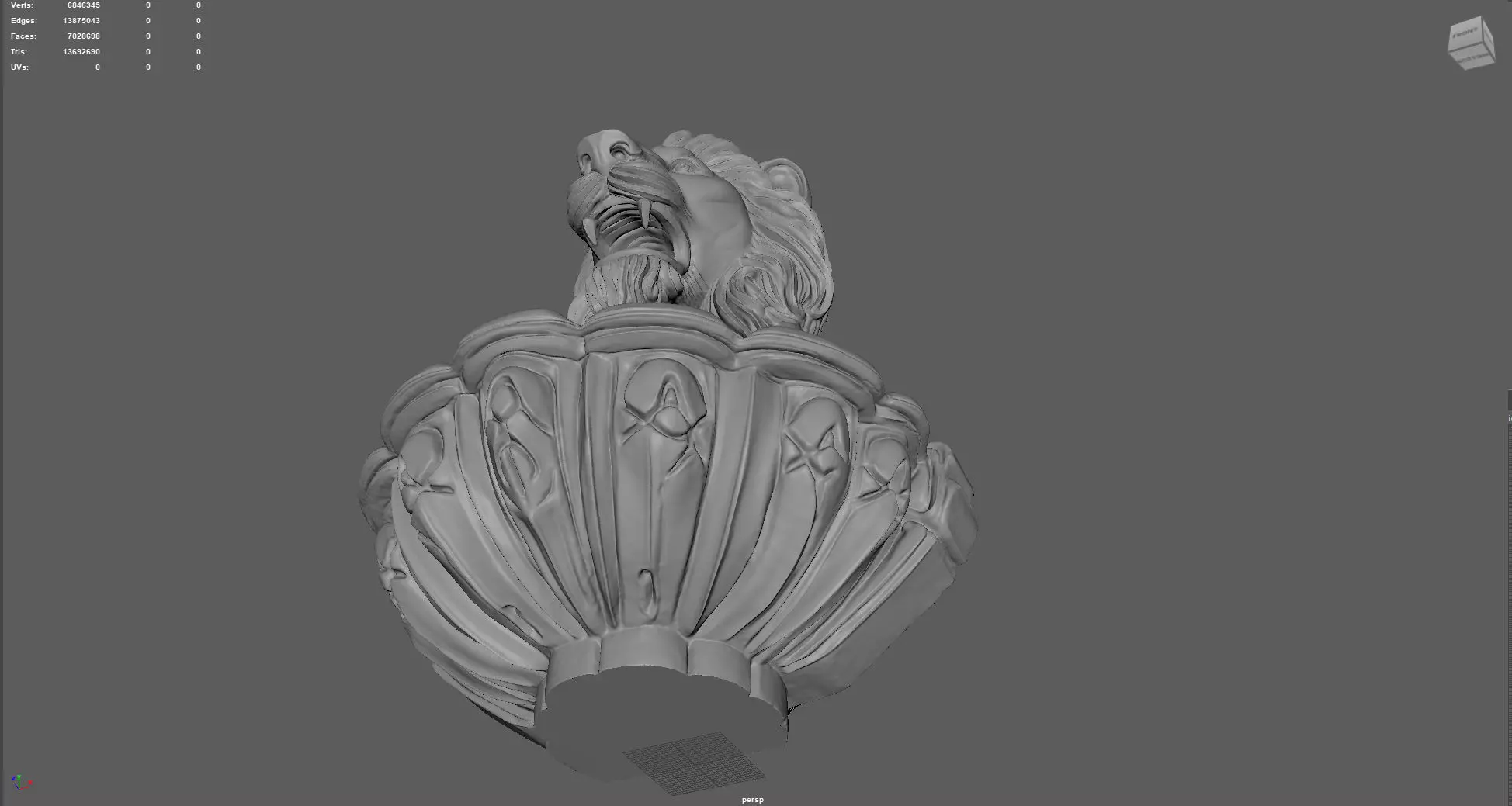 Lions Fountain Majesty Detailed Lion Head Wall Fountain STL  3D print model_11