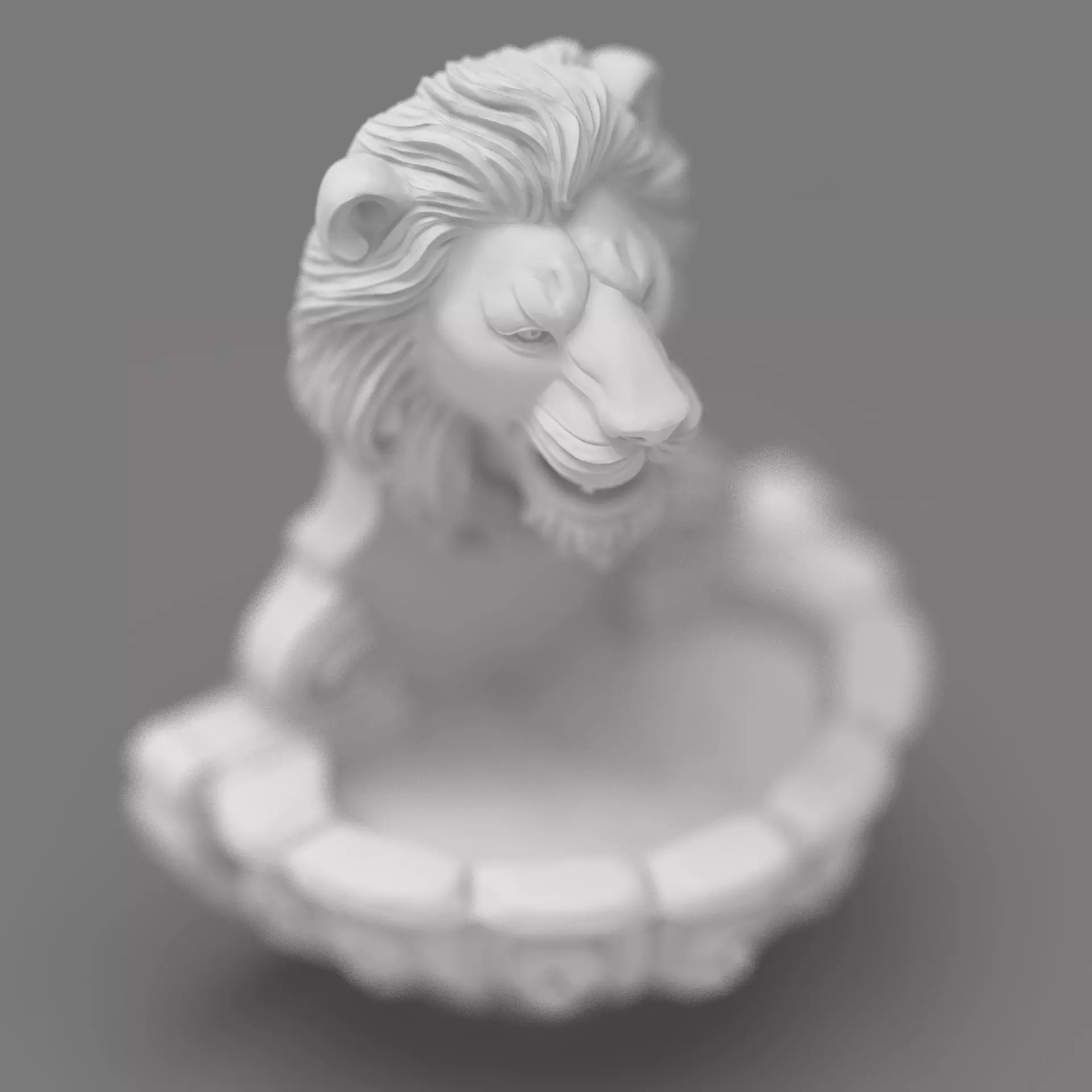 Lions Fountain Majesty Detailed Lion Head Wall Fountain STL  3D print model_4