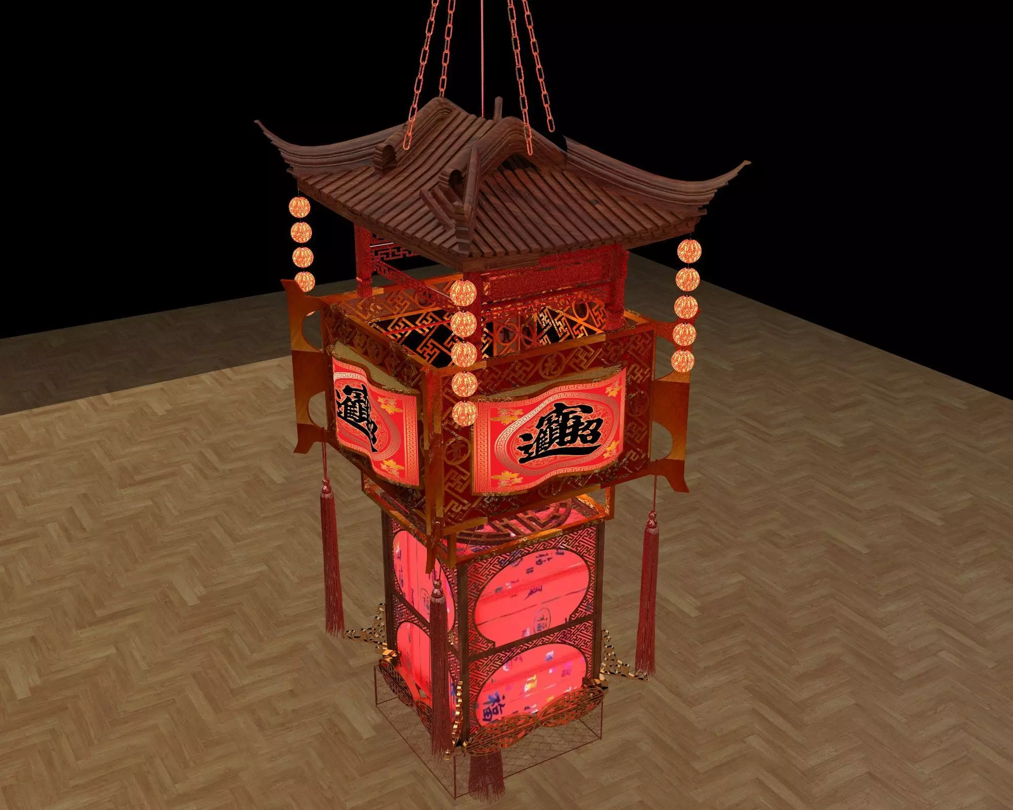 Chinese royal palace lantern  3D model_9