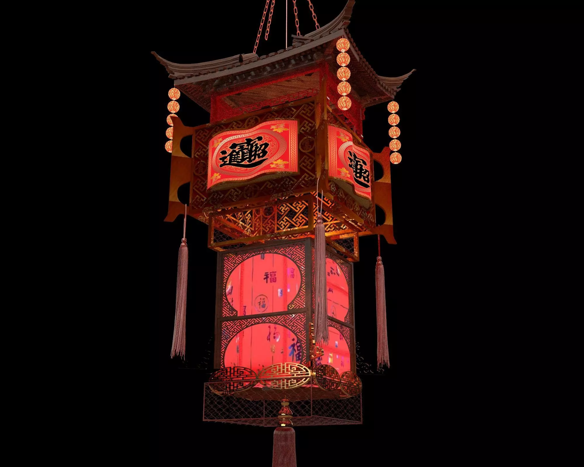 Chinese royal palace lantern  3D model_5