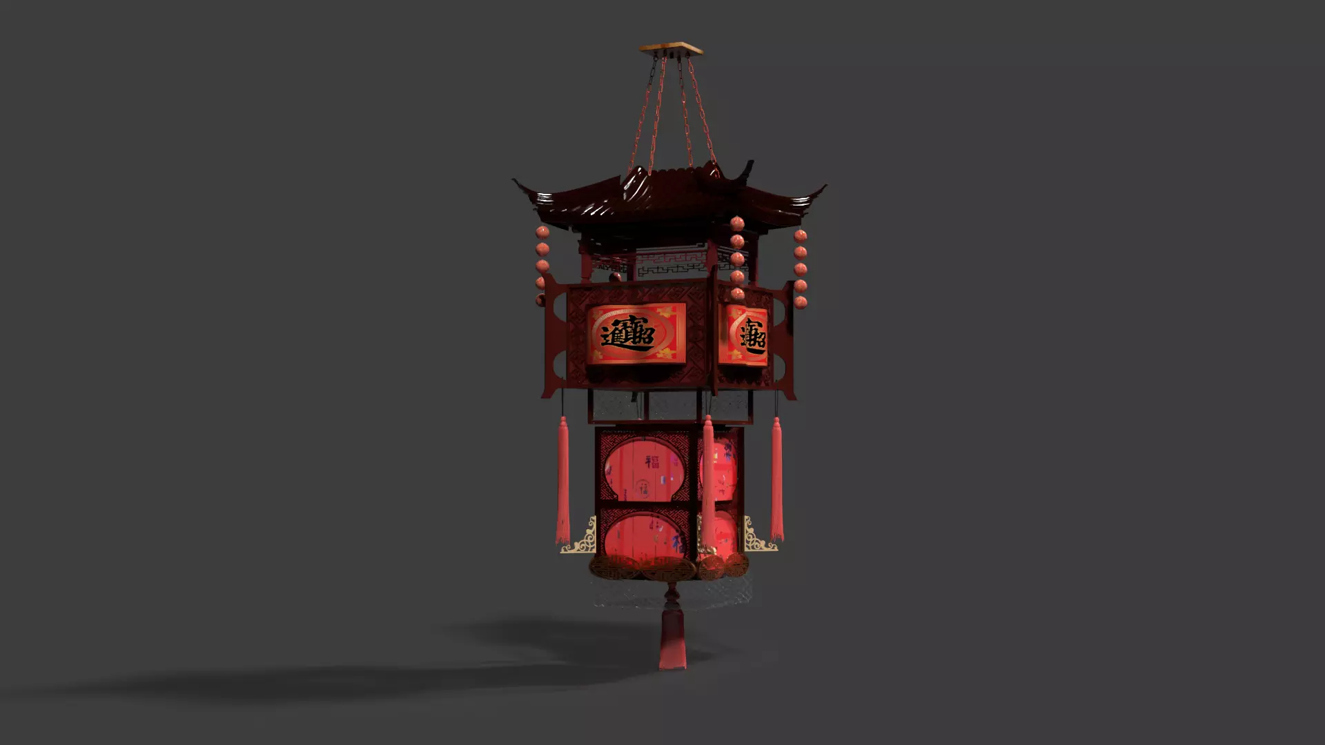 Chinese royal palace lantern  3D model_2