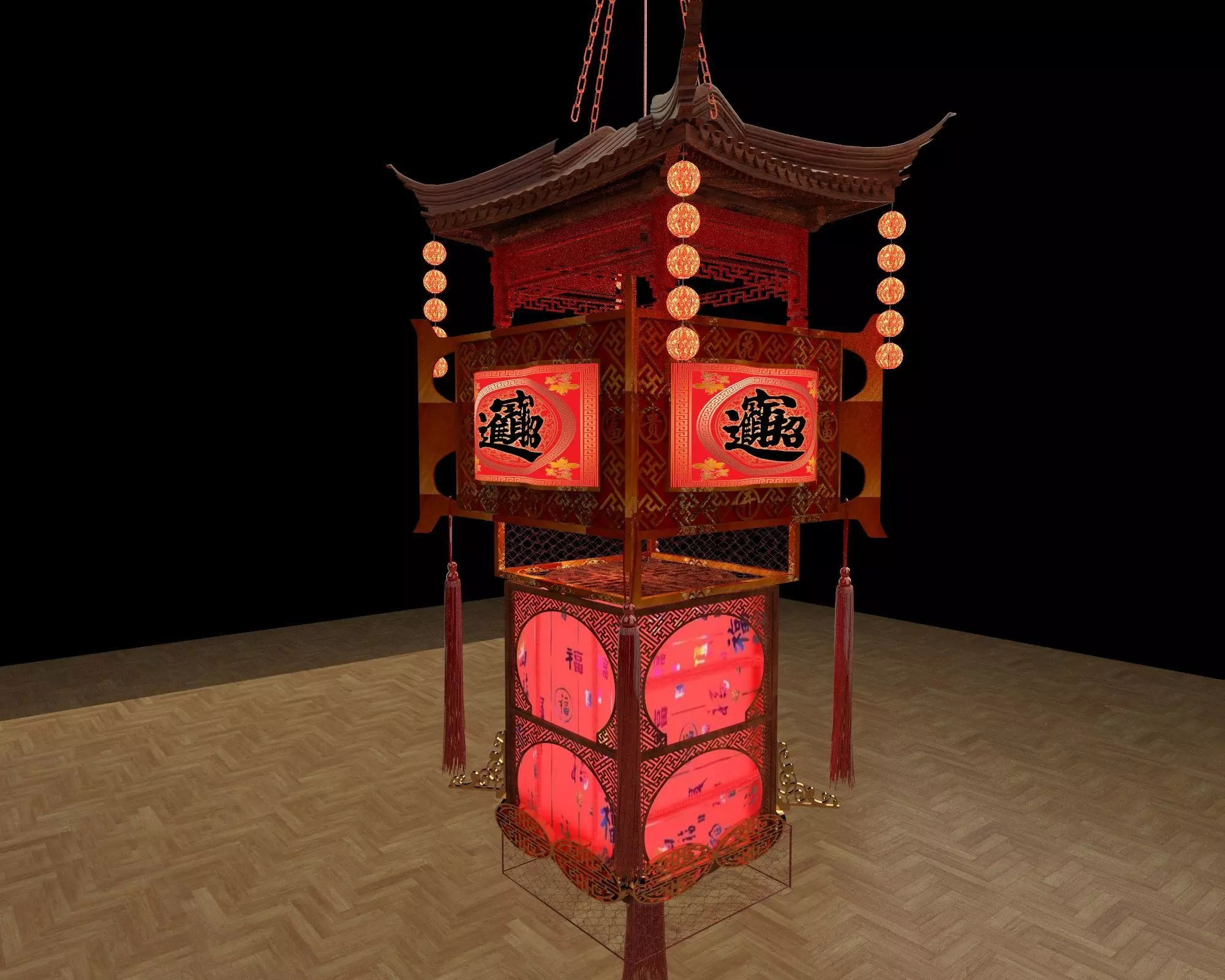 Chinese royal palace lantern  3D model_3