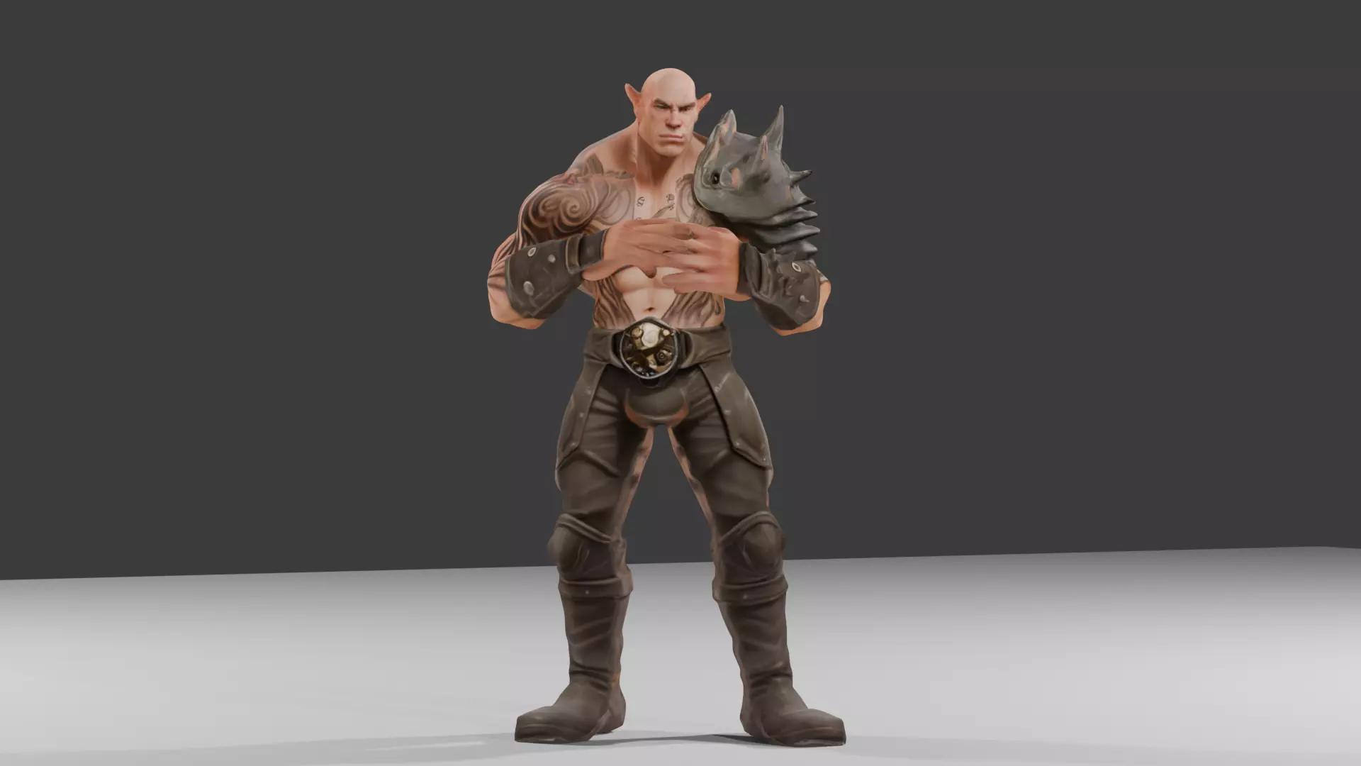 Orc Warrior Stylized 3D Character Model Game Ready riged Low-poly 3D model_0