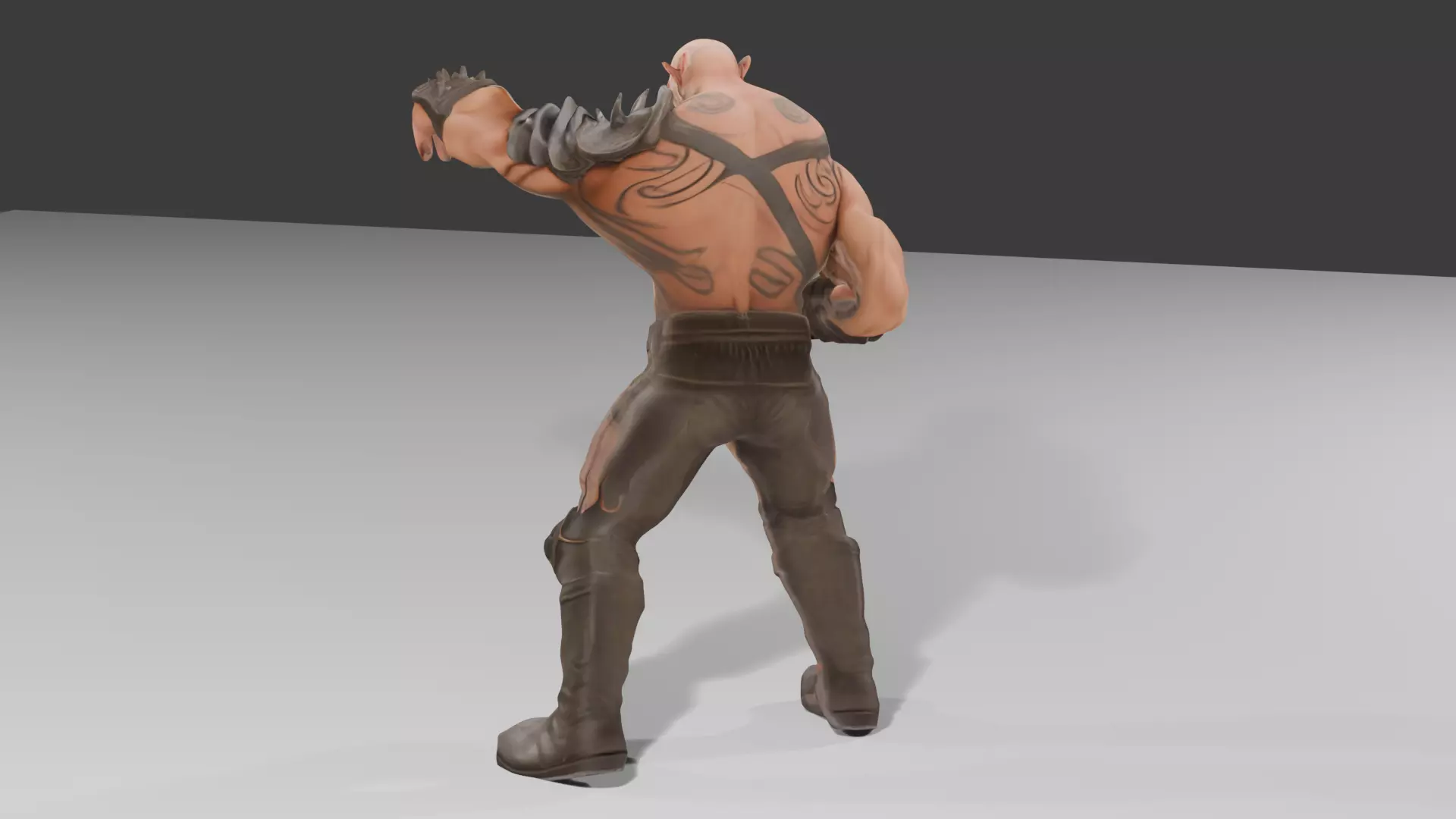 Orc Warrior Stylized 3D Character Model Game Ready riged Low-poly 3D model_2