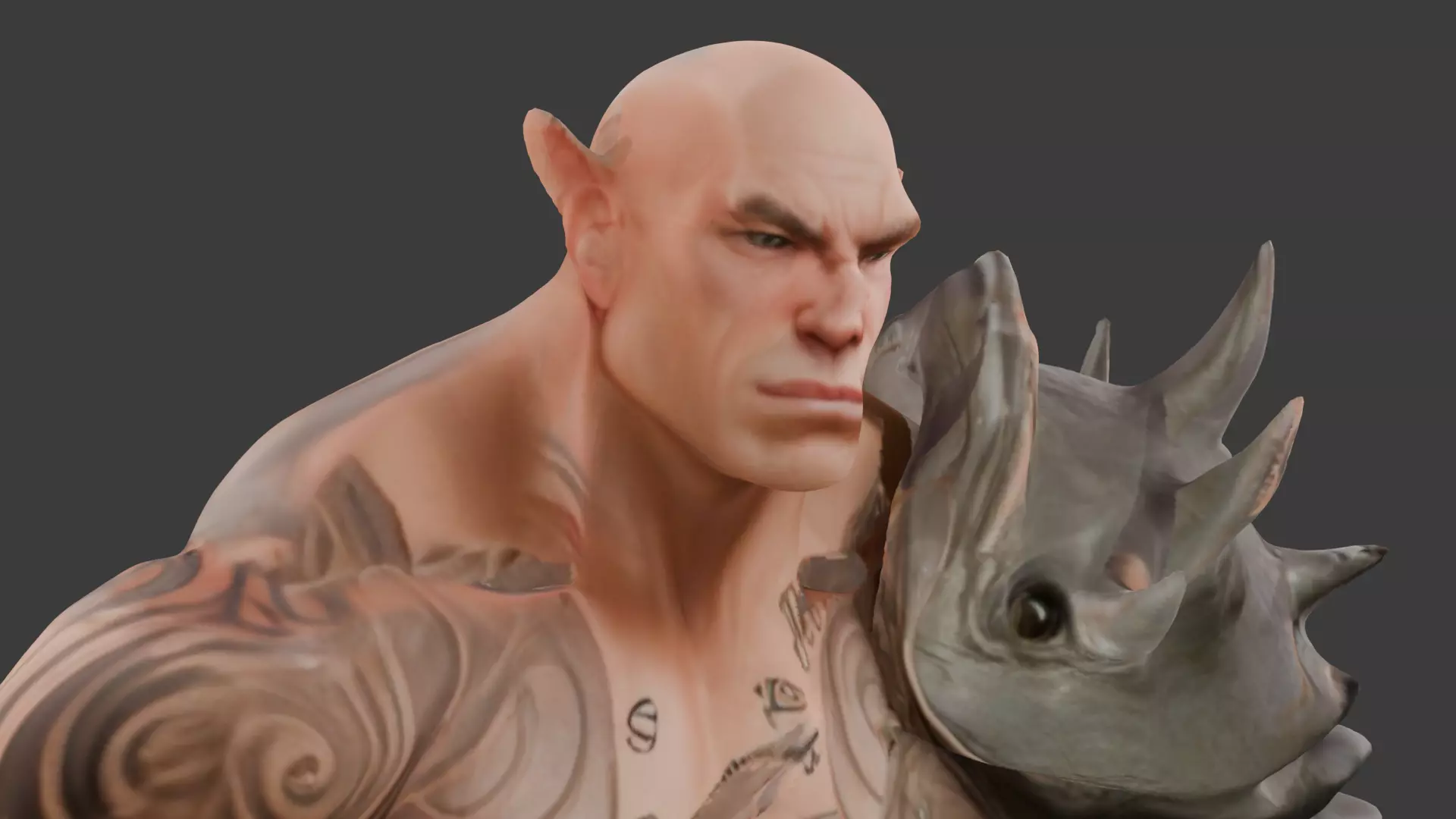 Orc Warrior Stylized 3D Character Model Game Ready riged Low-poly 3D model_6