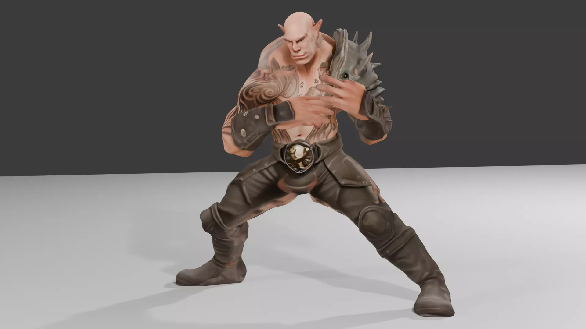 Orc Warrior Stylized 3D Character Model Game Ready riged Low-poly 3D model_1