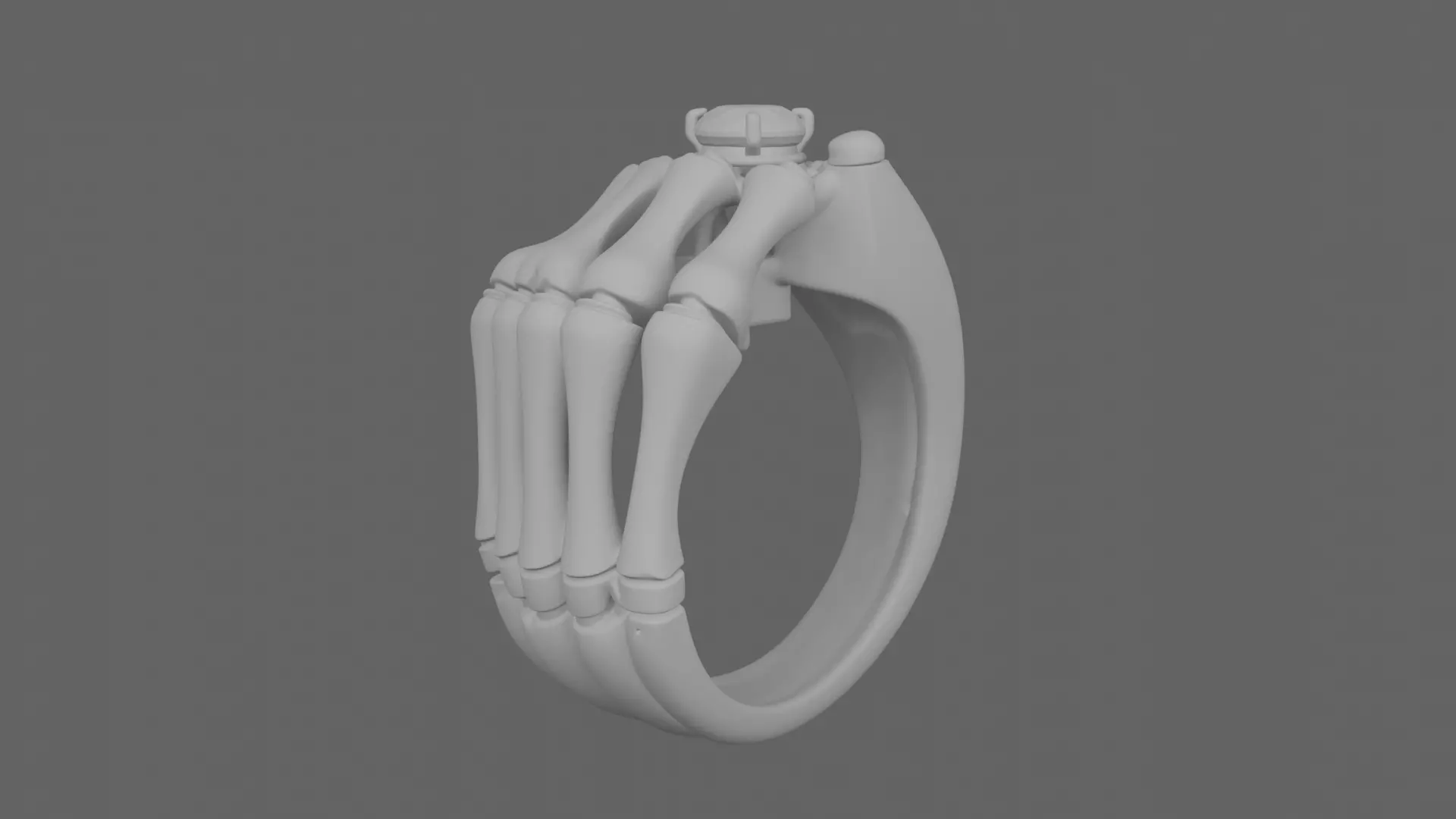 3D Detailed Skeleton Finger Ring with Bone Band 3D model_6
