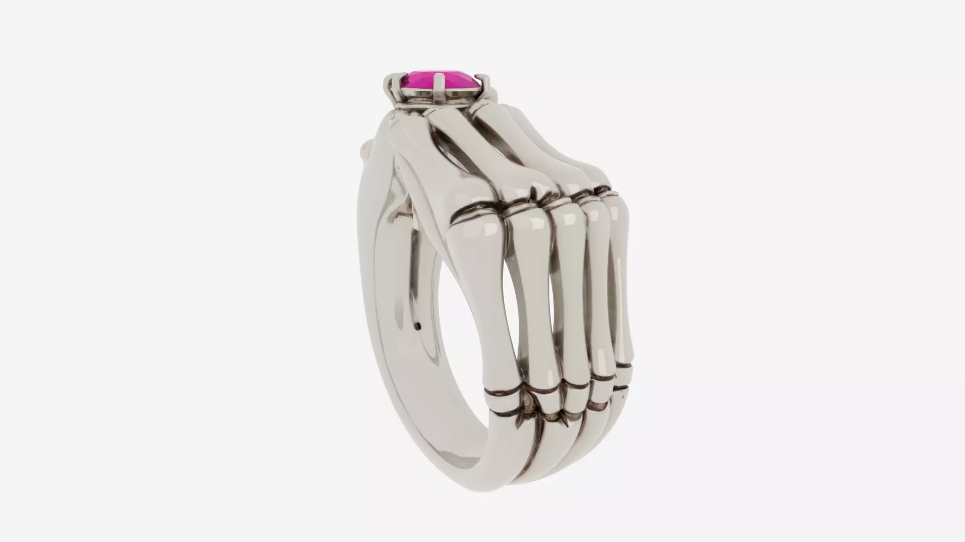 3D Detailed Skeleton Finger Ring with Bone Band 3D model_3