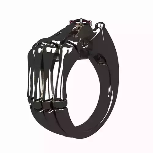 3D Detailed Skeleton Finger Ring with Bone Band