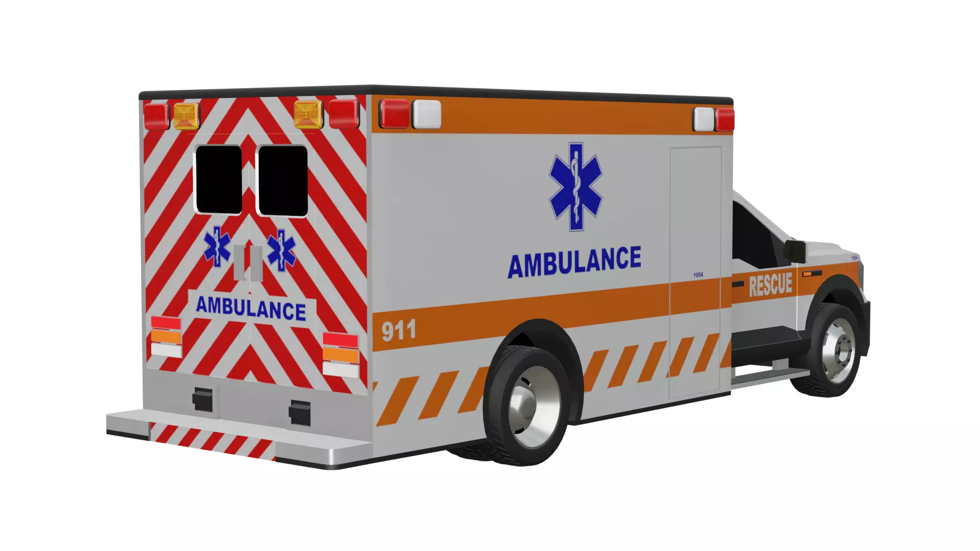 Ambulance Vehicle Low-poly 3D model_2