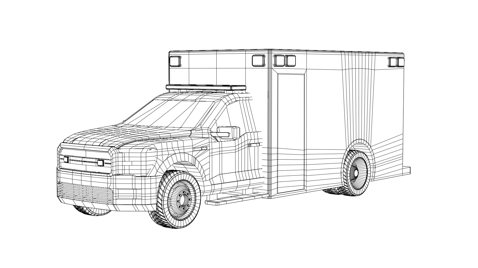 Ambulance Vehicle Low-poly 3D model_4