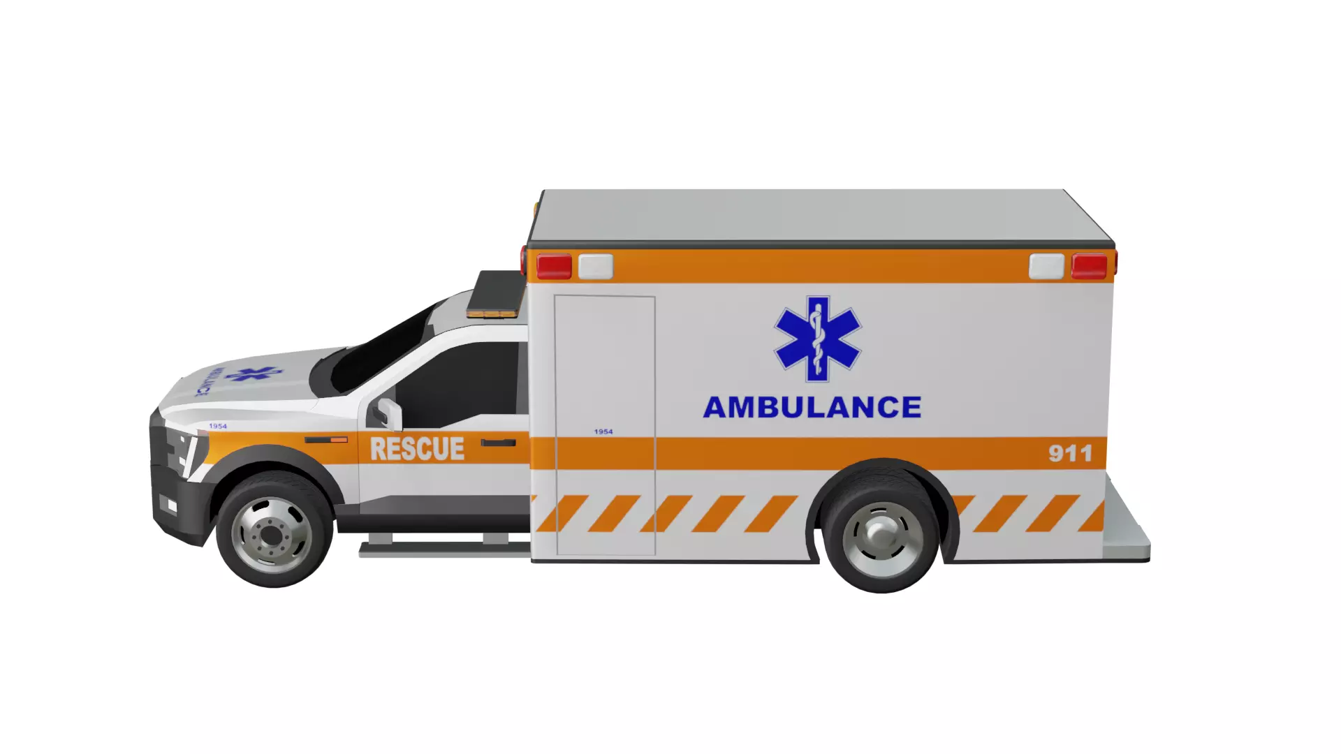 Ambulance Vehicle Low-poly 3D model_3