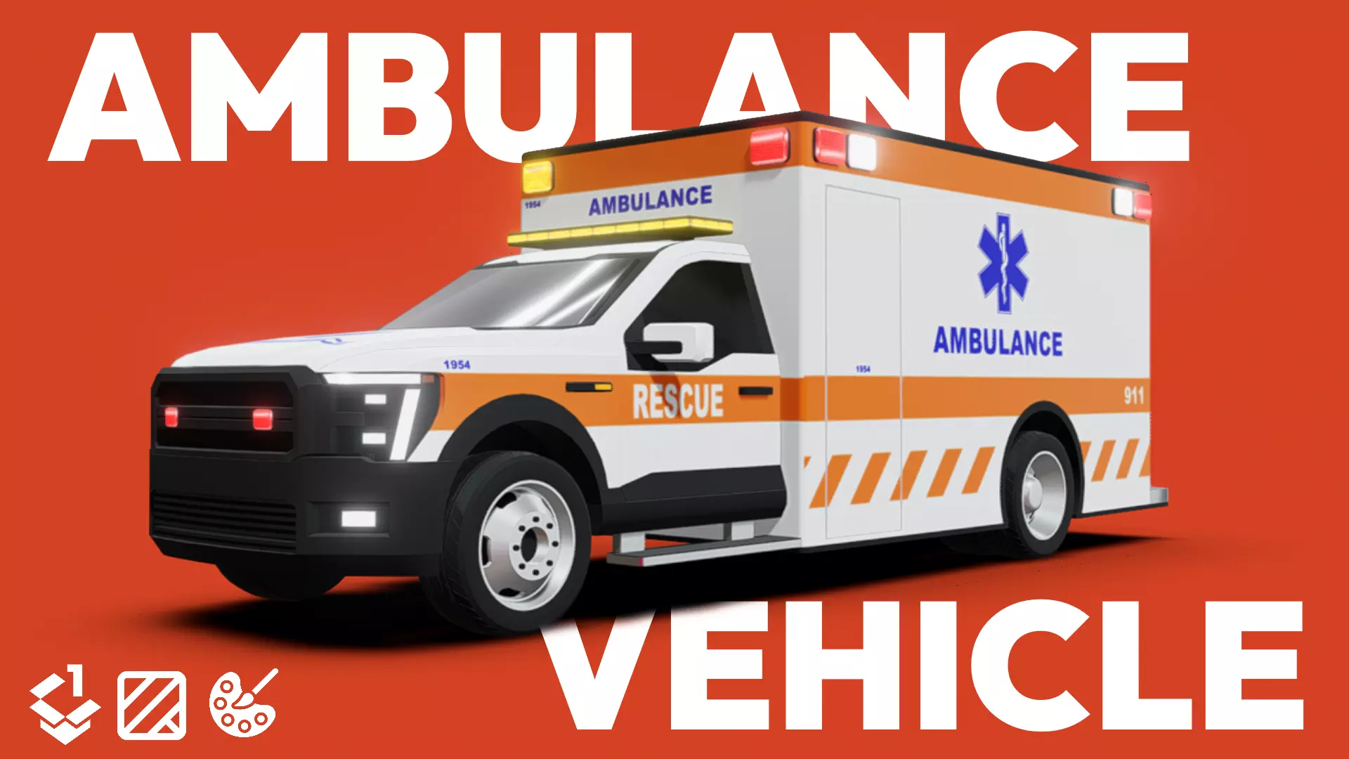 Ambulance Vehicle Low-poly 3D model_0