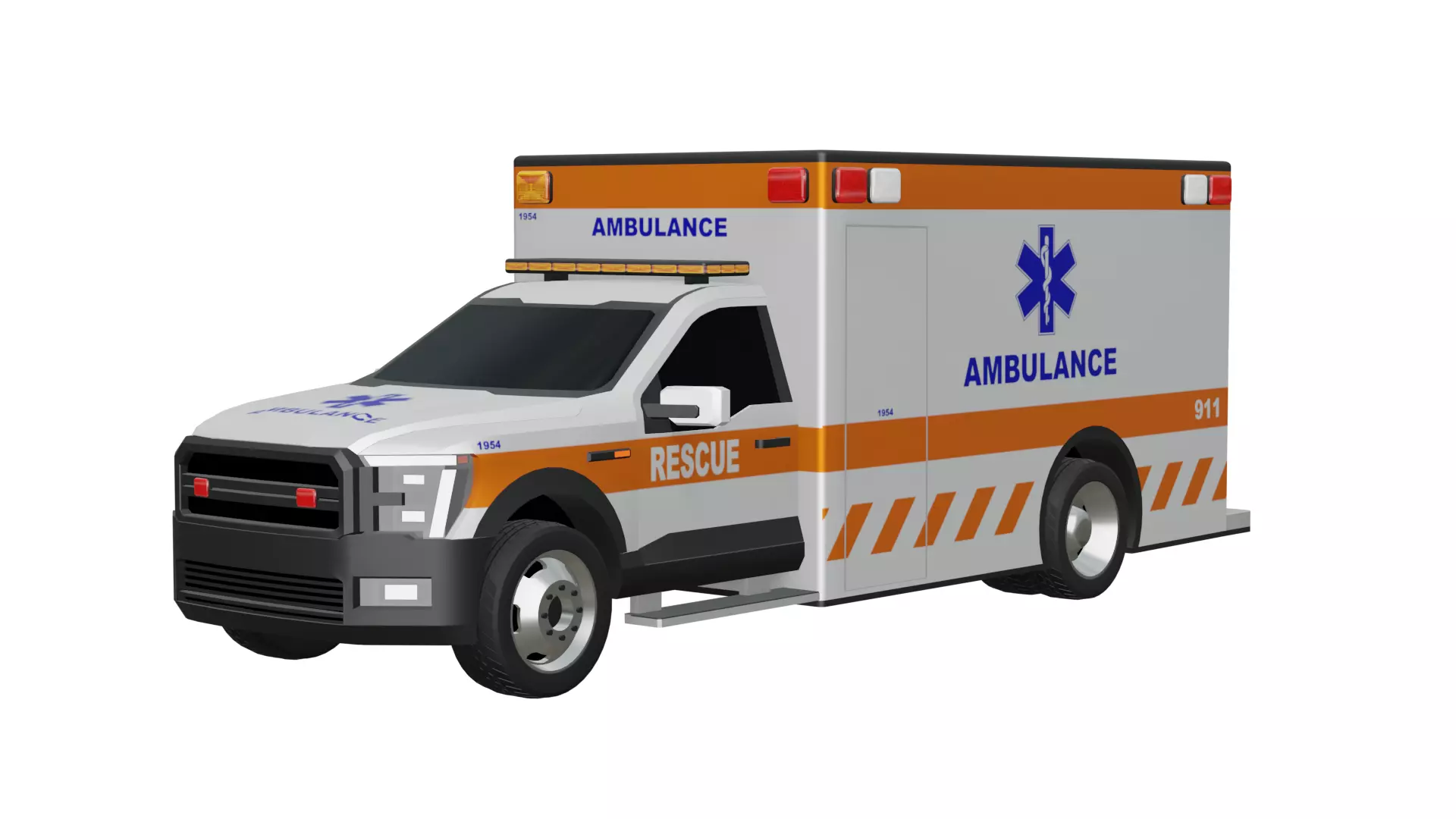 Ambulance Vehicle Low-poly 3D model_1