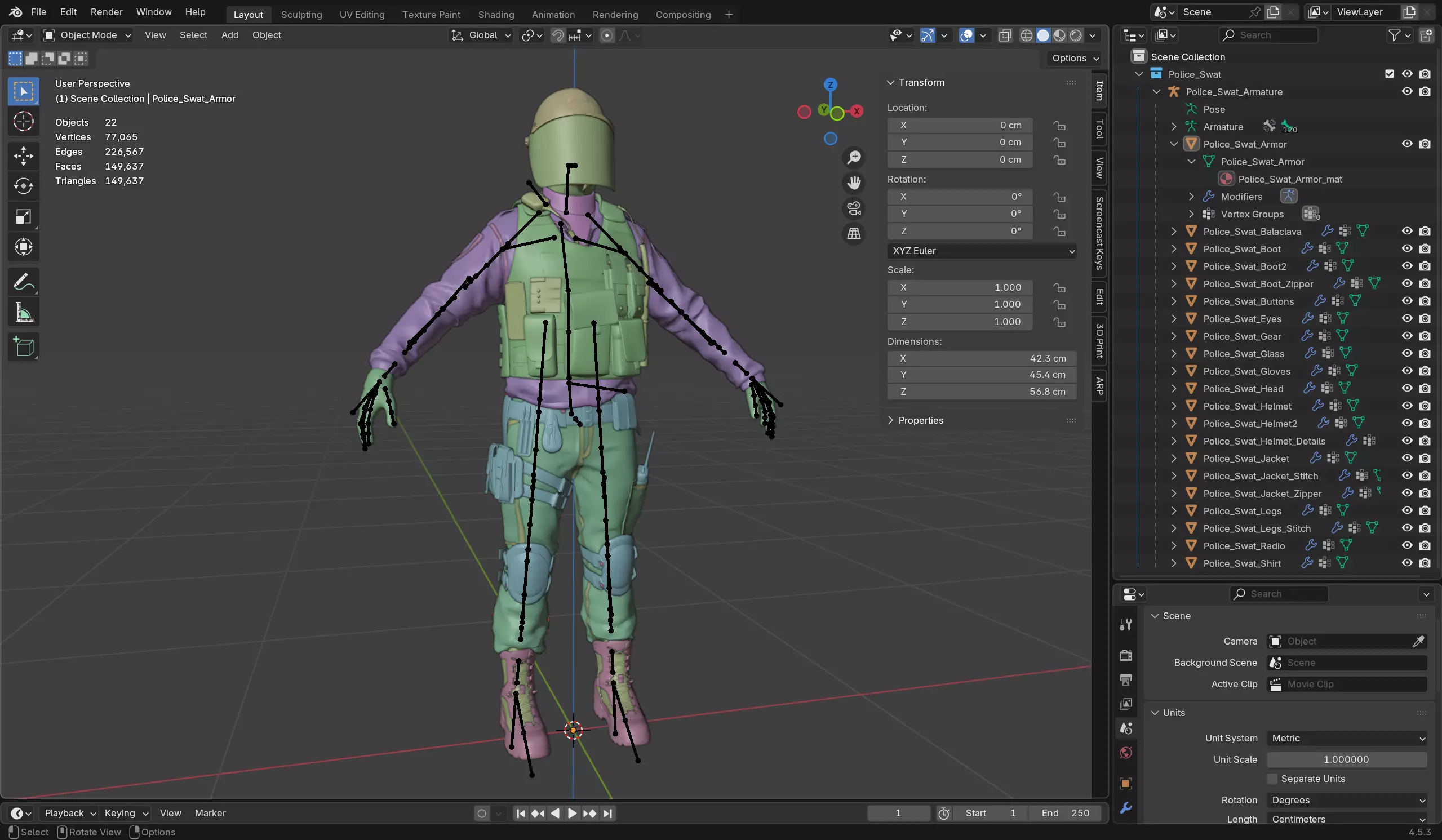 Police Swat Low-poly 3D model_13