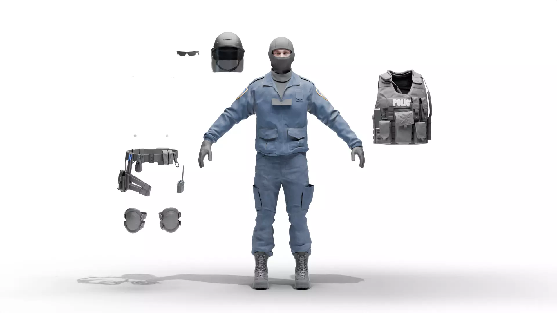 Police Swat Low-poly 3D model_5