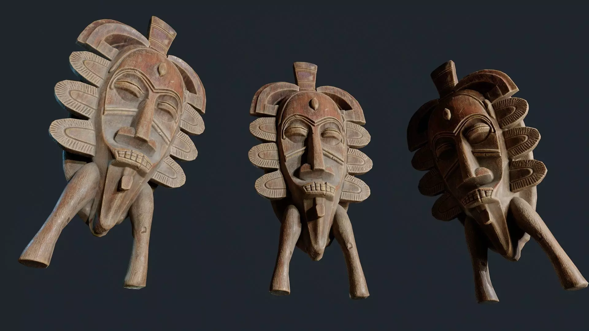 African Decor Mask 9 Low-poly 3D model_4