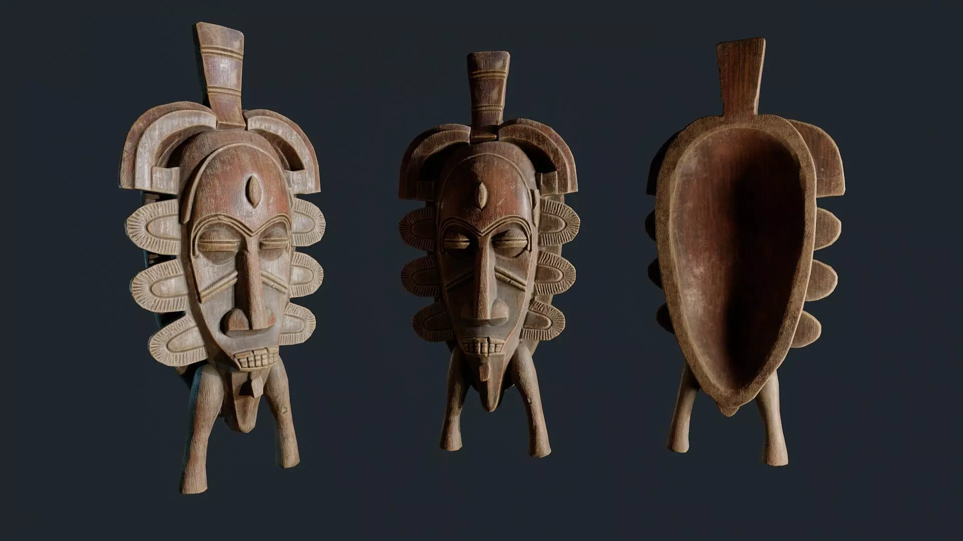 African Decor Mask 9 Low-poly 3D model_2