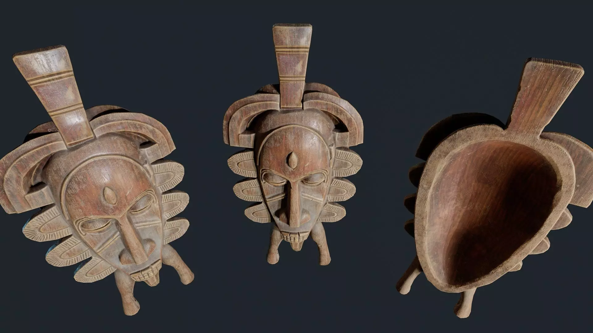 African Decor Mask 9 Low-poly 3D model_5