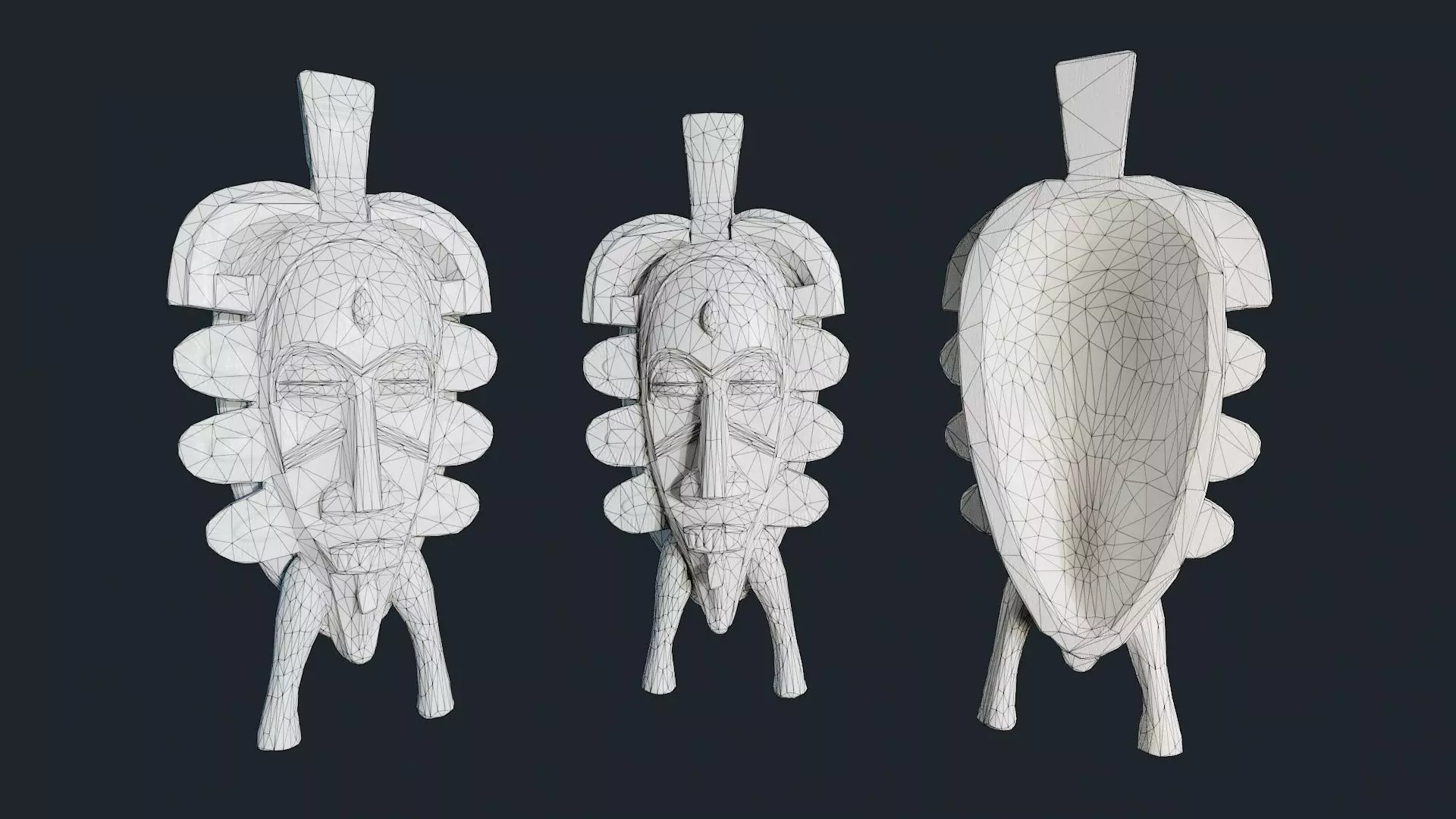 African Decor Mask 9 Low-poly 3D model_6