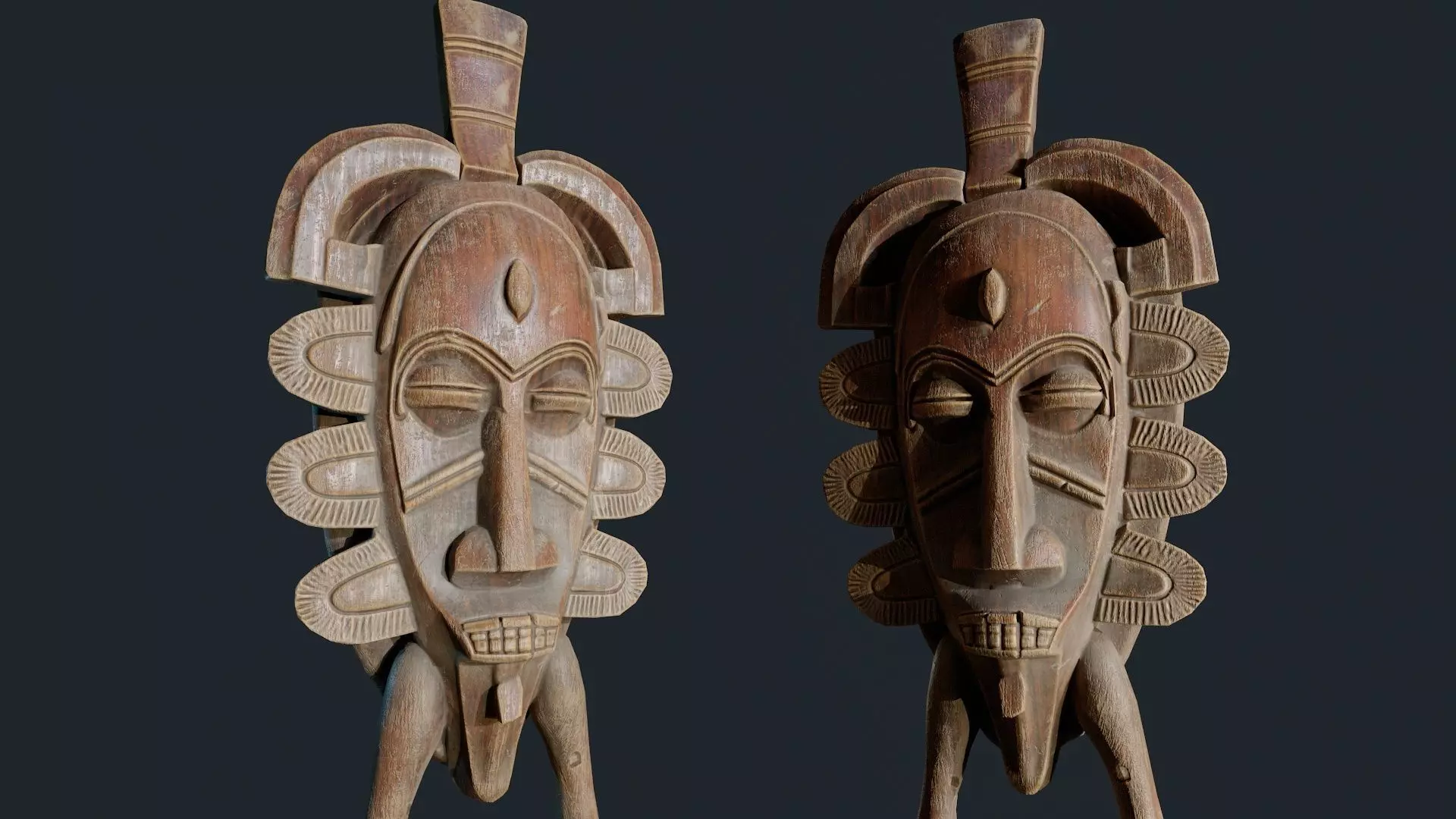 African Decor Mask 9 Low-poly 3D model_0
