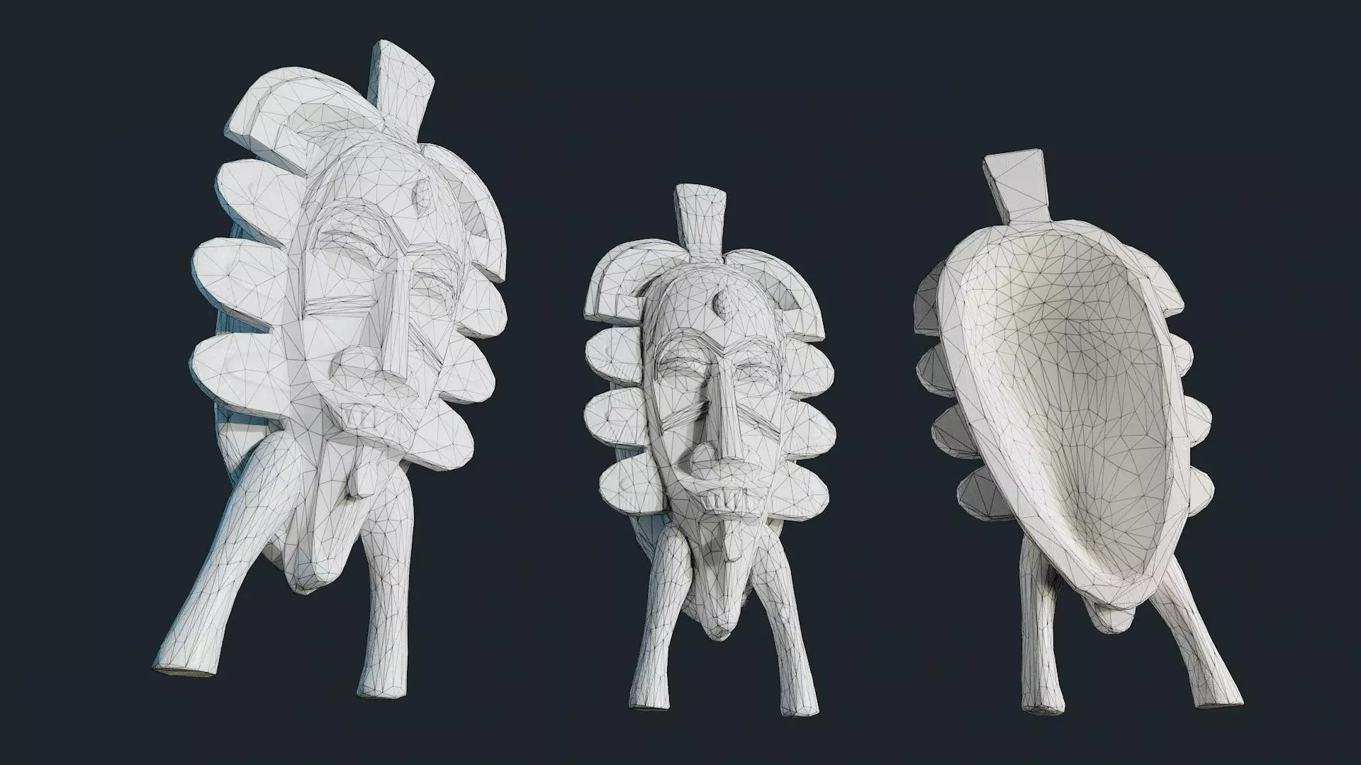 African Decor Mask 9 Low-poly 3D model_7